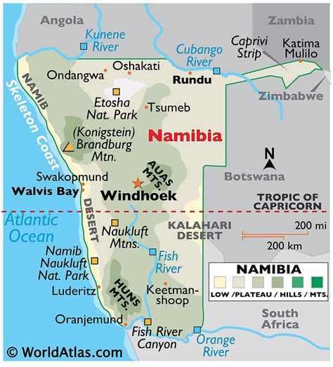 mapa da namibia
